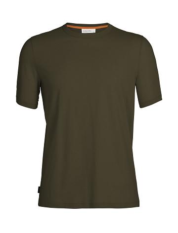 T Shirts Icebreaker Tencel Coton Corta Sleeve Homme Vert Olive | FR 1196HAPK